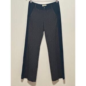 Elevenses The Brighton Textured Tuxedo Stripe Wide Leg Pants 4 Grey Blue